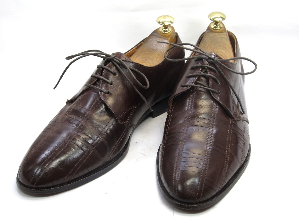 【中古】【送料無料】 GIORGIO BRUTINI 9.5 D / (26.5cm～27.0cm) デザインプレーントゥ メンズシューズ 紳士 靴 ビジネス カジュアル メンテナンス済