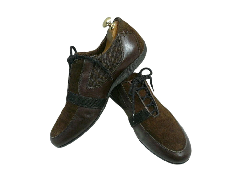 【中古】【送料無料】 Zegna Sport 7.5 EE (25.0cm～25.5cm) スエードコンビレザーシューズ 紳士 靴 ビジネス カジュアル メンテナンス済