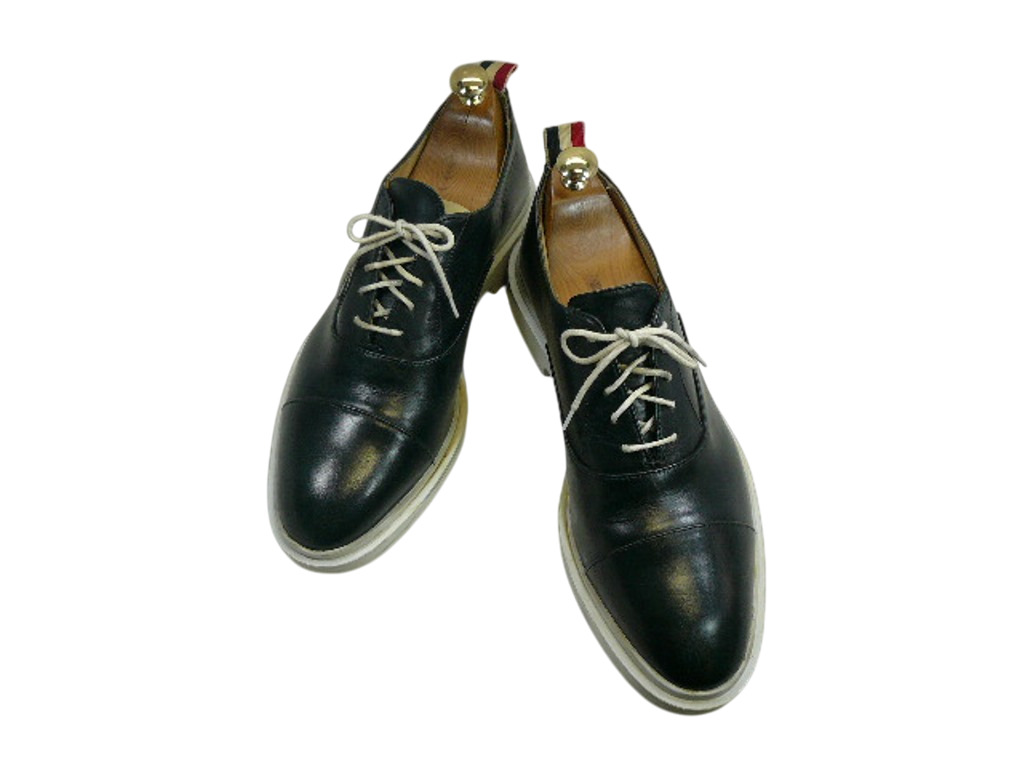 【中古】【送料無料】 THOM BROWNE 9 (27.0cm～27.5cm) イタリア製・内羽根ストレートチップレザーシューズ メンズシューズ 紳士 靴 ビジネス カジュアル メンテナンス済