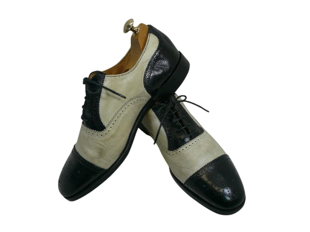 【中古】【送料無料】 PEAL＆CO 7.5 (25.5cm～26.0cm) イギリス製・パンチトキャップトゥメダリオンピンキングパーフォレーション内羽根レザーシューズ メンズシューズ 紳士 靴 ビジネス カジュアル メンテナンス済