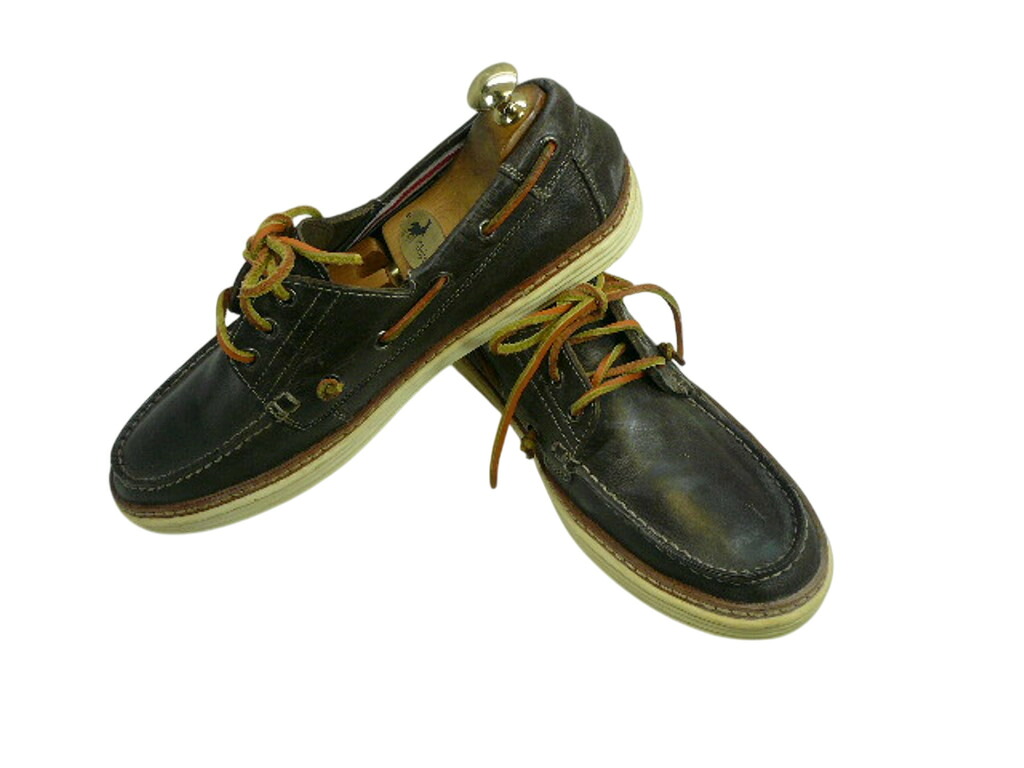 【中古】【送料無料】 Stefanorossi sport (ステファノロッシ) 40 (25.0cm～25.5cm) 外羽根レザーデッキシューズ 紳士 靴 ビジネス カジュアル メンテナンス済