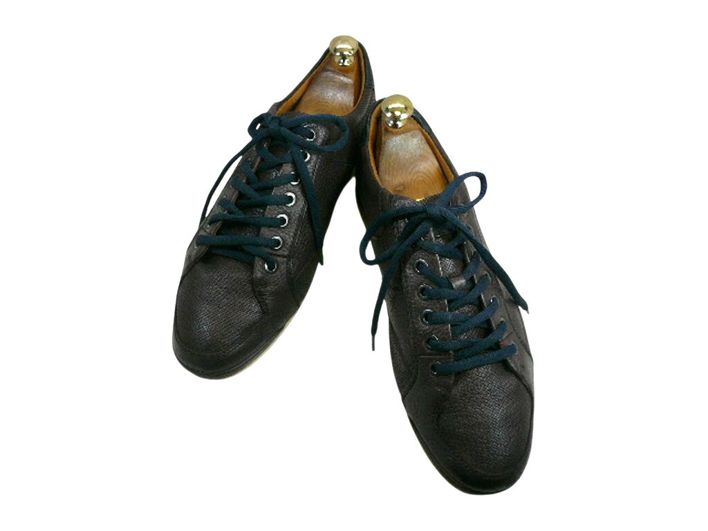 【中古】【送料無料】HUGO BOSS (ヒューゴ ボス)40 (25.0cm～25.5cm) レザースニーカーメンズシューズ 紳士 靴  ビジネス カジュアル メンテナンス済