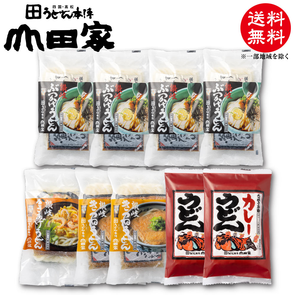 送料無料　冷凍讃岐うどん４種の味の詰合せ　個包装タイプ［9人前］【R-9】ぶっかけ・カレー・かきあげ・きつね 香川 讃岐 お中元・お歳暮・ご贈答、ご自宅でも！