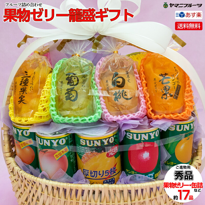 果物ゼリー 籠盛 ギフト【ゼＮ 】 あす楽 送料無料 籠盛 中元 お中元 早割り お中元ギフト  お盆 お供え 新盆 お見舞い お祝い お礼 ギフト  フルーツゼリー 出産内祝い 誕生日 袋ゼリー 無料ラッピング   淋見舞い ご霊前 ご仏前 ゼリー