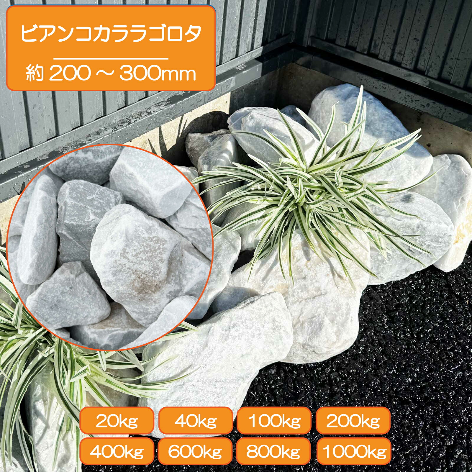 割栗石 庭 アプローチ 花壇 ビアンコカララ 200~300mm 白 イタリア 大理石 砕石 洋風 和風 外構 石 天然石 化粧砂利 ガーデン diy 送料無料 20kg 40kg 100kg 200kg 400kg 600kg 800kg 1000kg|E-garden 店