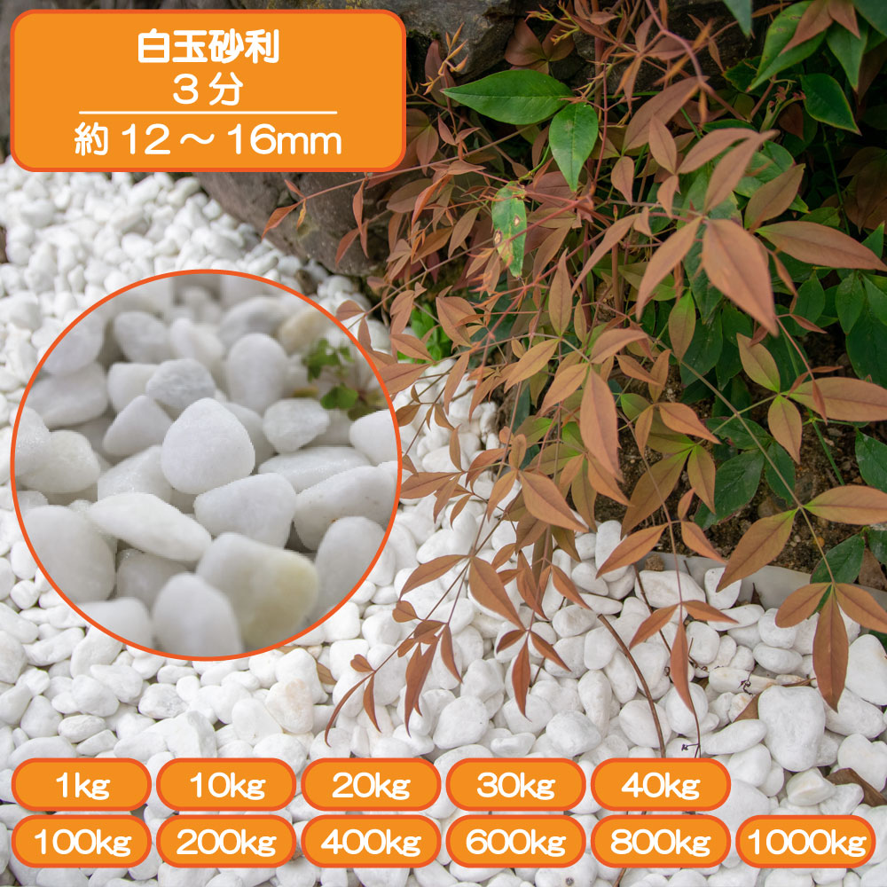 【楽天市場】砂利 庭 アプローチ 花壇 白玉砂利 3分 12-16mm 白 玉石 天然 和風 洋風 外構 石 天然石 化粧砂利 ガーデン ...