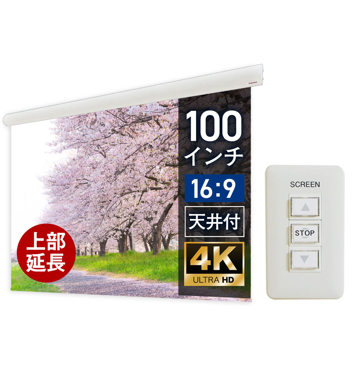 楽天市場】大型電動スクリーン 180インチ 上部延長 吊り下げ シアター