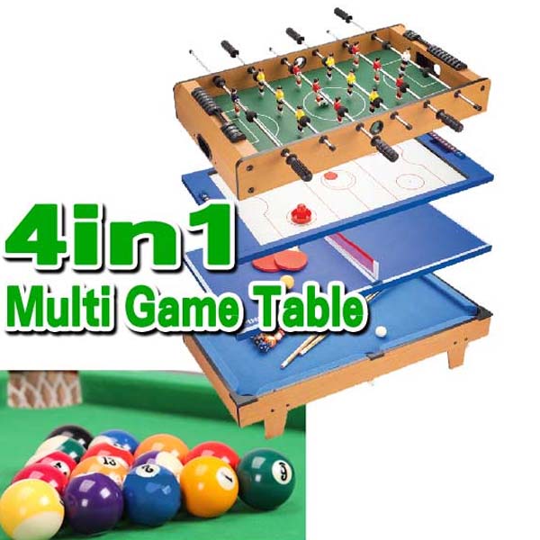 楽天市場 4種類のゲームが楽しめるマルチゲームテーブル ビリヤード テーブルホッケー テーブルサッカー 卓球 チェス シャッフルボード ボーリング バックギャモン Yuwado