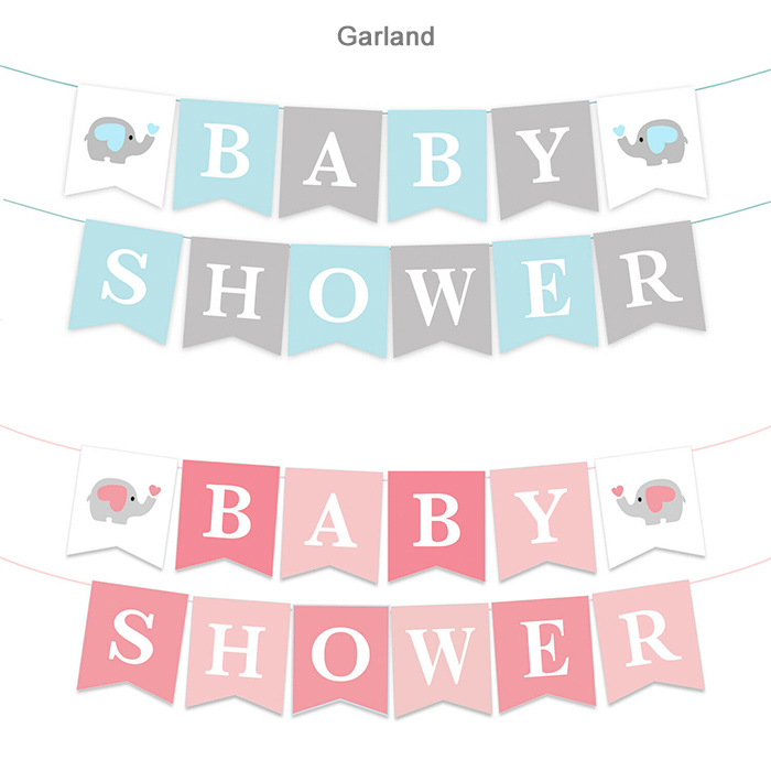 楽天市場 Baby Shower バナー ガーランド 壁飾り 装飾 べビーシャワー デコレーション 飾り フラッグガーランド 可愛い ゾウ ブルー ピンク ペーパーガーランド Zaizaishop