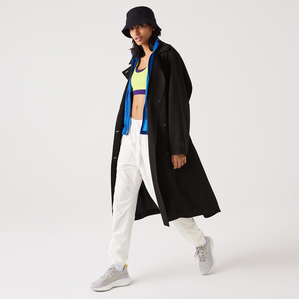 ラコステ LACOSTE 撥水伸ばすことトレンチコート オシャレ 表どおり 通い 通学 レディース WOMEN BF4478L-031 WATER REPELLENT STRETCH BLACK