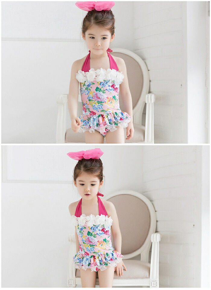 Dress shop GOLDBUNNY Korea swimsuit girl rose pattern cute flower