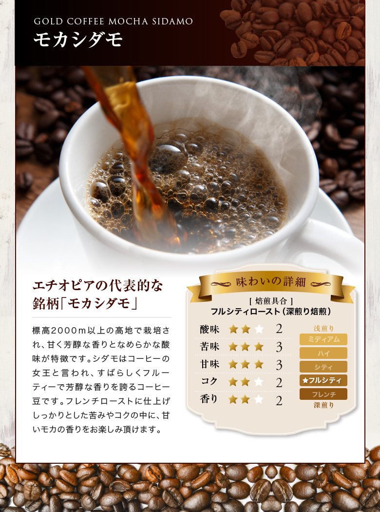 【楽天市場】コーヒー豆 送料無料 しっかり焙煎 深煎りモカコーヒー 2kg セット ゴールド珈琲 レギュラーコーヒー 自家焙煎 税込み