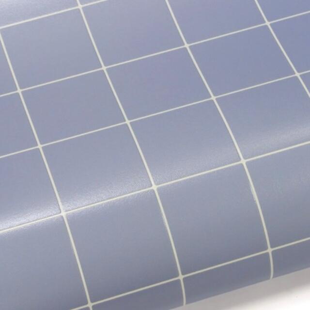 壁紙シール DIY 巾(幅)50cm 長さ15m シール式 はがせる タイル柄 ブルー 防カビ のりつき (壁紙 貼り替え、補修が自分で簡単に、壁紙 の上から貼る壁紙) おしゃれ 防水 剥がせる壁紙 はがせる壁紙 のり付き 厚手