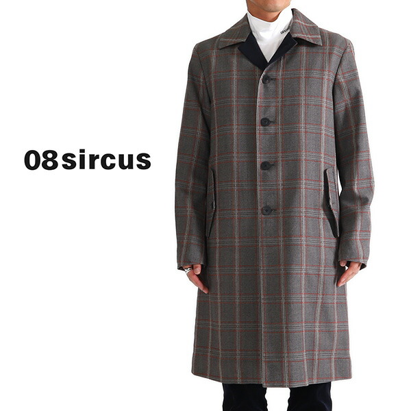 [SALE] 08sircus 08サーカス スーパー ストレッチ チェックオーバーコート S18AW-C011 ゼロエイトサーカス メンズ