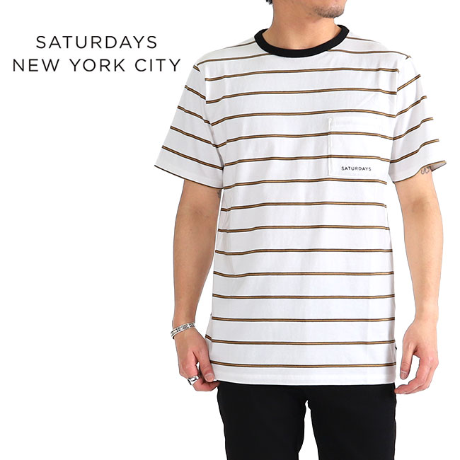 送料無料 Saturdays Nyc サタデーズ ニューヨークシティ 胸ポケット ボーダーtシャツ Randall Stripe S S Tee 半袖tシャツ メンズ Golden State 激安ブランド Www Habs Edu Kw