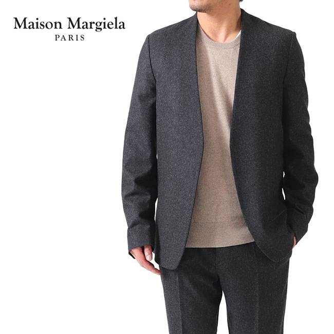 メゾンマルジェラ Maison メゾンマルジェラ Margiela S50bn0392 メゾンマルジェラ Maison Margiela カラーレス Maison フランネルウール State フランネルウール ノーカラージャケット S メンズ Golden