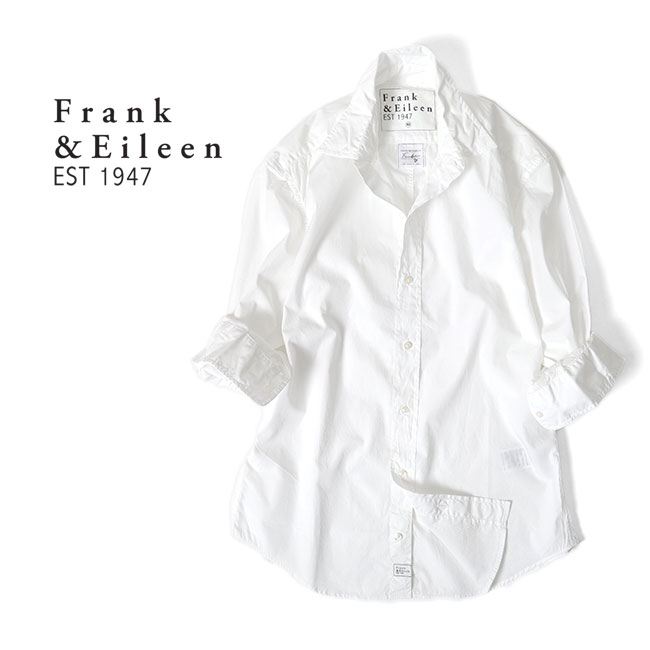 Frank&Eileen フランク&アイリーン FINBAR WHPU フィンバー ポプリン プレーンシャツ 9920700013 白 長袖シャツ メンズ|Golden State