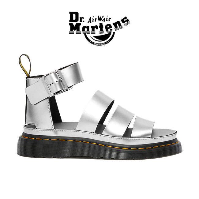 Dr.Martens お医者さんマーチン CLARISSA  クラリッサ メタリック なめし革 ストラップサンダル 26687972 しろがね色 レディース