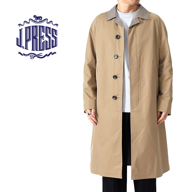[SALE] J.PRESS ジェイプレス 千鳥チェック リバーシブル バルマカーンーコート 6663234 ステンカラーコート メンズ