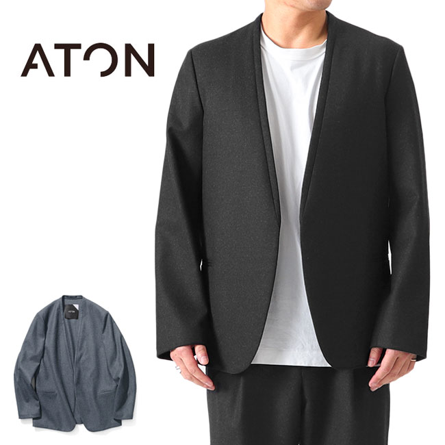 楽天市場】[SALE] ATON エイトン ピケ ノーカラー ジャケット
