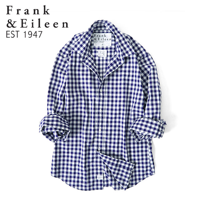 Frank & Eileen ライトブルー 長袖シャツ フランク&アイリーン 長袖シャツXS ネイビー×ライトブルー