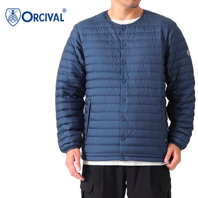 ORCIVAL オーシバル クルーネック インナーダウン ジャケット OR-A0086 DPL 中綿 カーディガン メンズ|Golden State