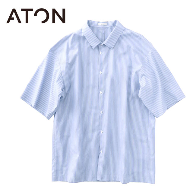 ATON 長袖シャツ ライトブルー ATON 「ATON」 長袖シャツ 4 サックスブルー メンズ : ZOZOTOWN