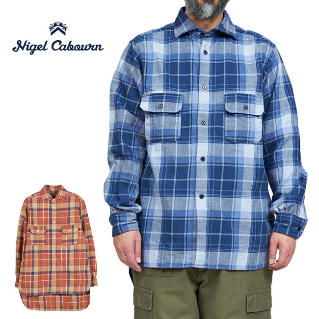 Nigel Cabourn モーターサイクルシャツ-オゾンブリーチチェック 50 Nigel Cabourn モーターサイクルシャツ-オゾンブリーチチェック 50