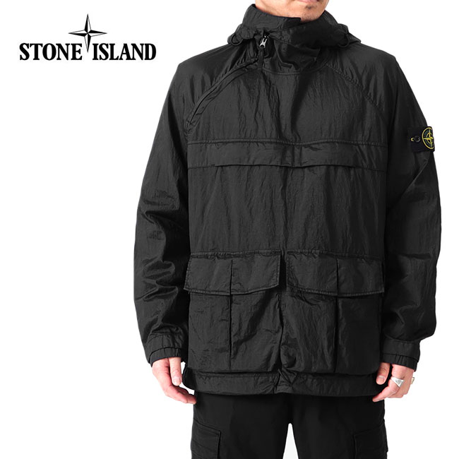 【極美品】Stone  フード付きナイロンジャケット Mサイズ STONE ISLAND】フード付き 防風 ＆ 撥水 ジャケット (STONE