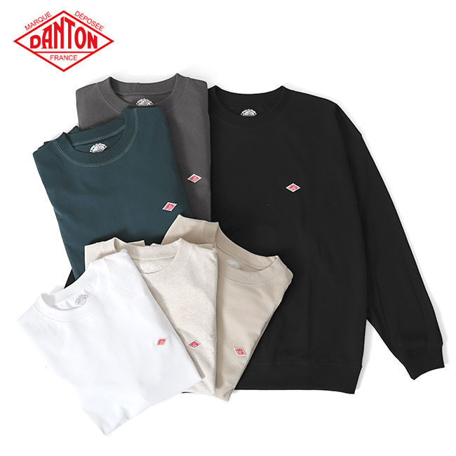 DANTON ダントン ワッペンロゴ クルーネック スウェットロンT DT-C0204 TCB 長袖Tシャツ メンズ レディース