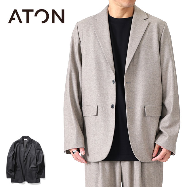 ATON ブラック ノーカラージャケット ATON】セットアップスタイル | ONWARD CROSSET | ファッション