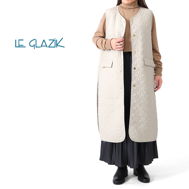 [TIME SALE] LE GLAZIK ルグラジック スパンナイロンタフタ キルティング ロングコートベスト LG-A0449 NYL 中綿 レディース