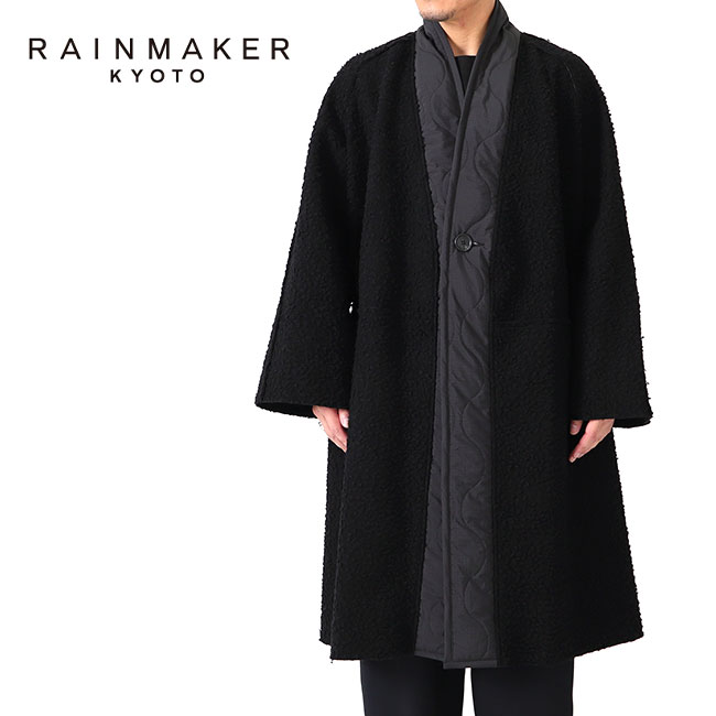 ✨美品✨RAIN MAKER KYOTO レインメーカー　ロング　ウールコート RAINMAKER KYOTO ロングコート 裏地 総柄 ブラックF