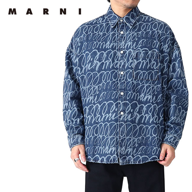 楽天市場】MARNI マルニ ロゴ刺繍 ブラックデニムシャツ