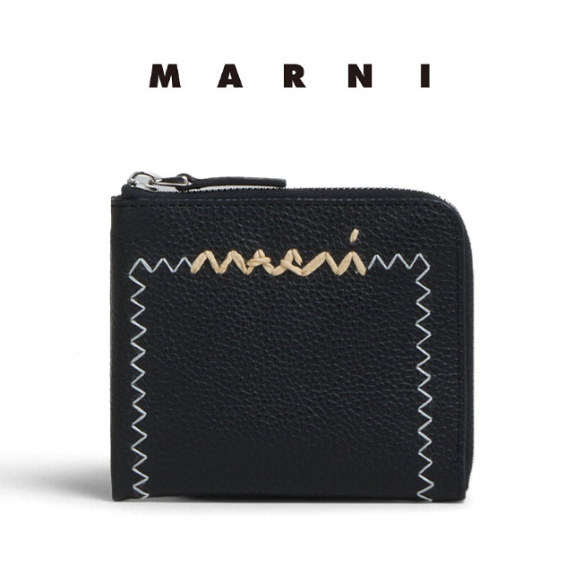 楽天市場】MARNI（マルニ）【BLACK LEATHER TRIFOLD WALLET】ブラック