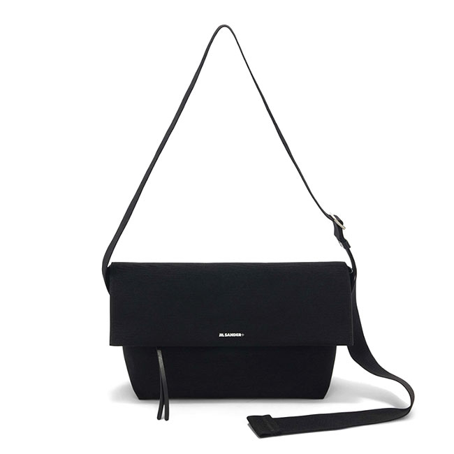 JIL SANDER ブラックレザーショルダーポーチ JIL SANDER レザー ショルダーバッグ ブラック ジルサンダー ポーチ