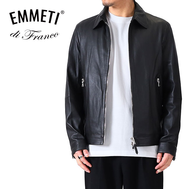極美品 50 XL相当✨EMMETI 異素材ドッキングレザージャケット パーカー EMMETI