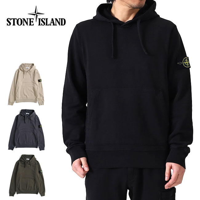 STONE  ストーンアイランド メンズ ロゴバッジ パーカー STONE ISLAND (ストーンアイランド) 裏毛 袖ロゴパッチ 無地