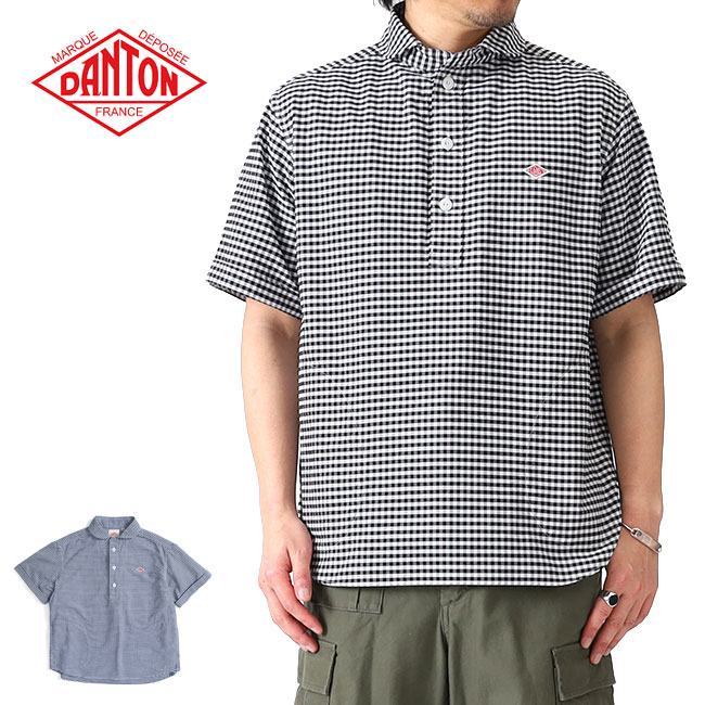 DANTON ダントン　ギンガムチェックシャツ コットン 42 ブラウン Amazon.co.jp: DANTON ダントン メンズ コットンポプリン
