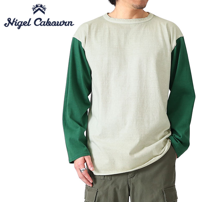 [TIME SALE] Nigel Cabourn ナイジェルケーボン 7.8薬局衡オンス 野球プルオーバー ロンT 80500021004 長袖ティーシャツ メンズ **