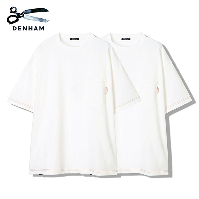 DENHAM デンハム 2枚パック 胸ポケット Tシャツ 01-25-08-52-992 白 ホワイト メンズ