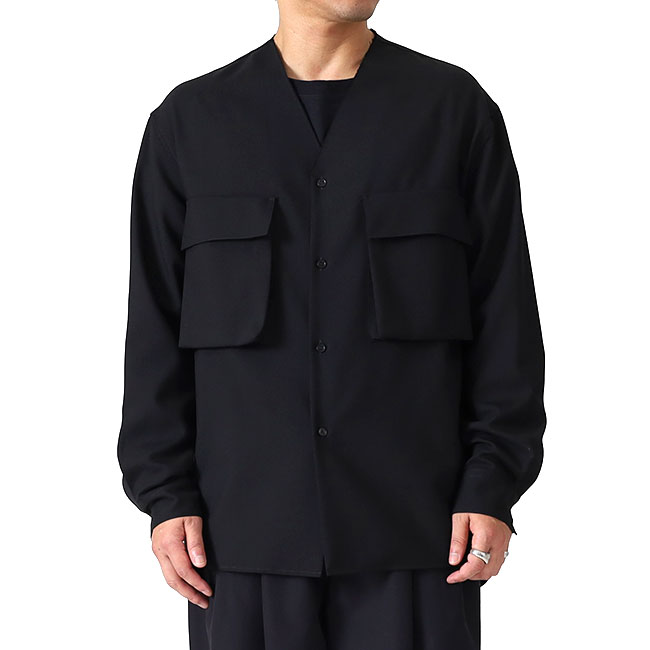 MARNI マルニ トロピカルウール ノーカラー Vネックシャツ CUMU0369A1 TW839 メンズ