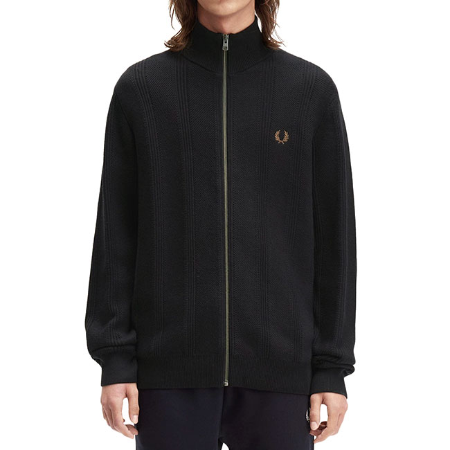 Fred Perry フレッドペリー 照明ランプ色つや ジップ 編み物ジレー K1304 編み物上衣 メンズ