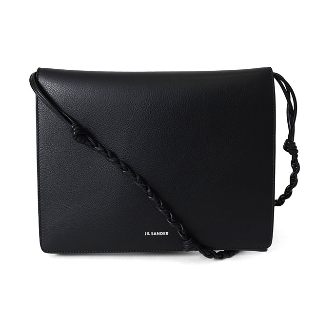 JIL SANDER ジルサンダー TANGLE FLAT MD タングル なめし革 ショルダーバッグ J26WG0079 P8948 黒 黒いこと 車寄せ