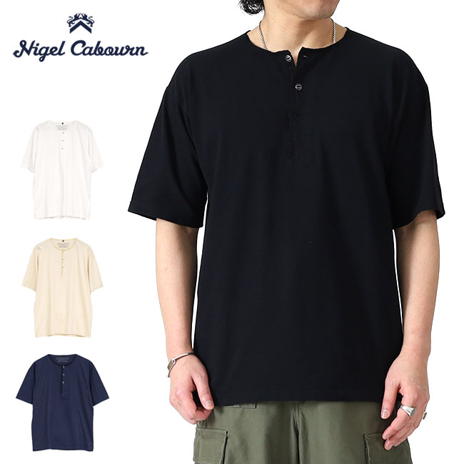 Nigel Cabourn ナイジェルケーボン 50s HENLEY NECK SHIRT ヘンリーネック Tシャツ 80520021025 半袖Tシャツ 無地 メンズ｜Golden State