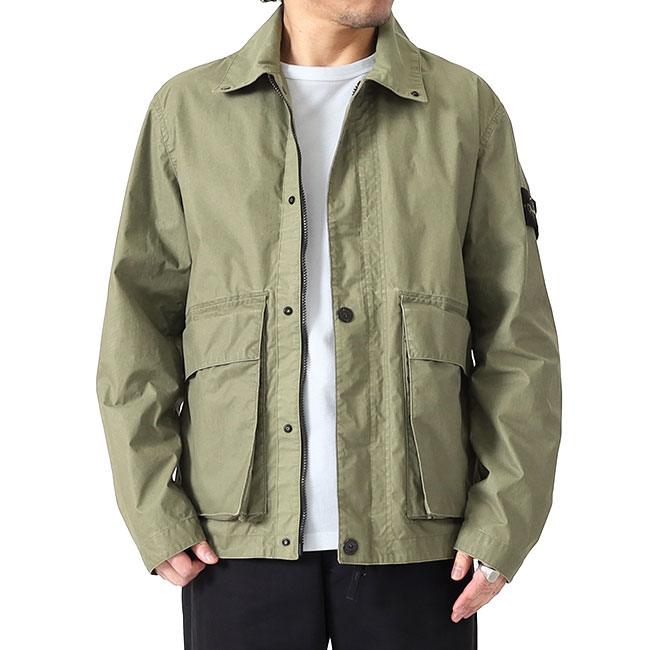 STONE ISLAND ストーンアイランド 蝋涙上塗り コーチジャケット 4100054 オリーブ ミリタリー上衣 メンズ Military Green(V005G)