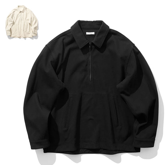 ATON エイ英トン コットンツイル ハーフジップジャケット BLAGLM0104 白いこと 黒いこと メンズ