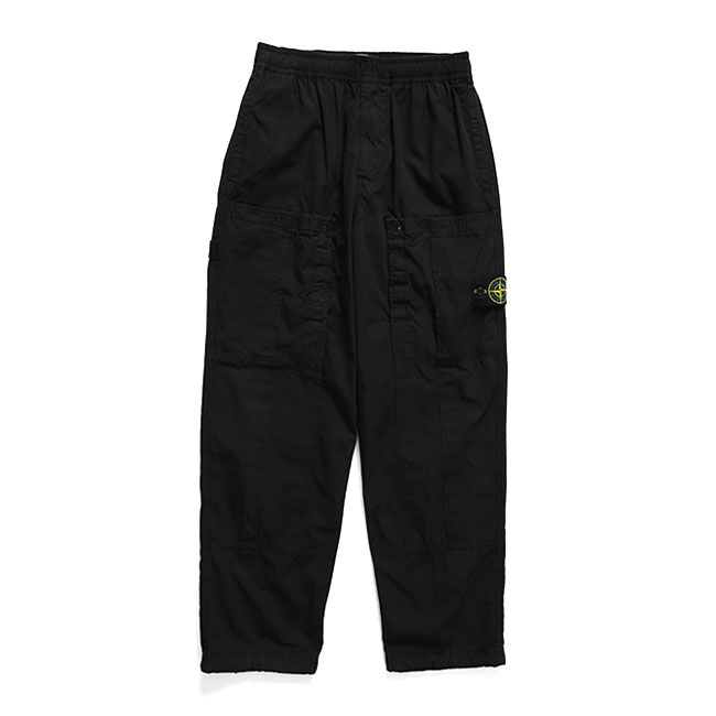 STONE ISLAND ストーンアイランド リップストップ ルーズフィット カーゴパンツ 3100007 黒 ブラック ワイドパンツ メンズ｜Golden State