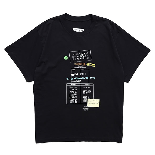 MM6 エムエムシックス メゾンマルジェラ ライブラリー スタンプTシャツ SH0GC0070 M20170 黒 ブラック 半袖Tシャツ メンズ
