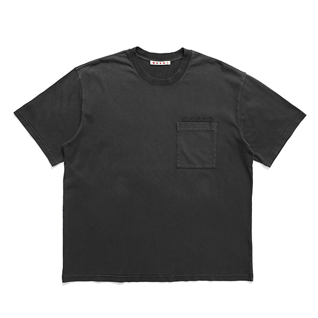 MARNI マルニ Marniパッチ ガーメントダイ 胸ポケット Tシャツ HUMU0358GX USCY94 黒 ブラック 半袖Tシャツ メンズ｜Golden State
